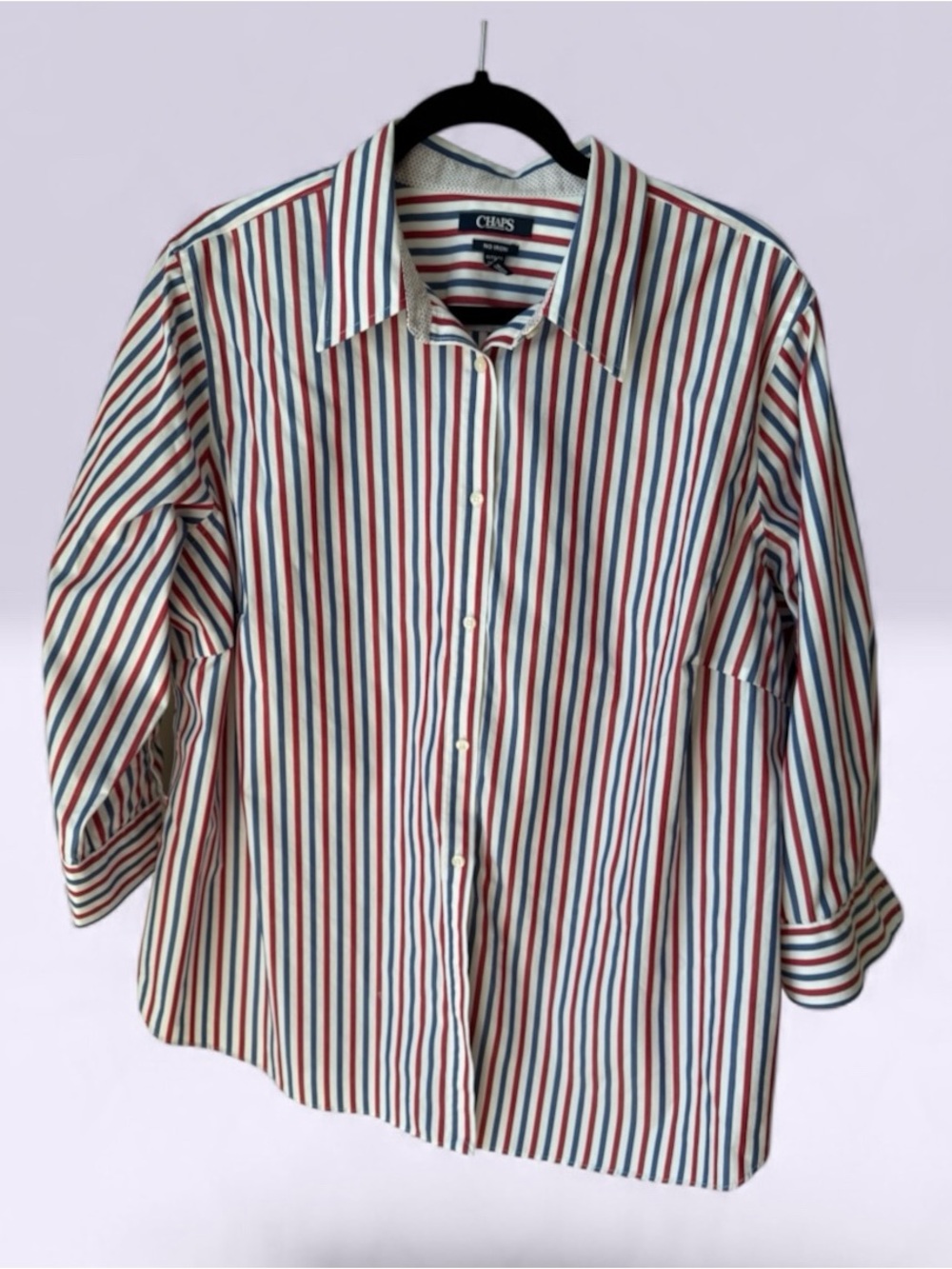 Chaps Women’s Red, Blue & White Stripe Button-Down Shirt